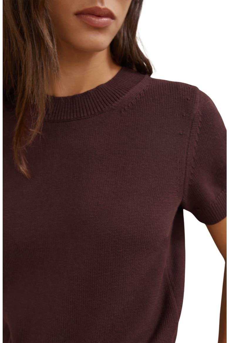 Anita Short Sleeve Cotton & Wool Sweater, Alternate, color, BURGUNDY