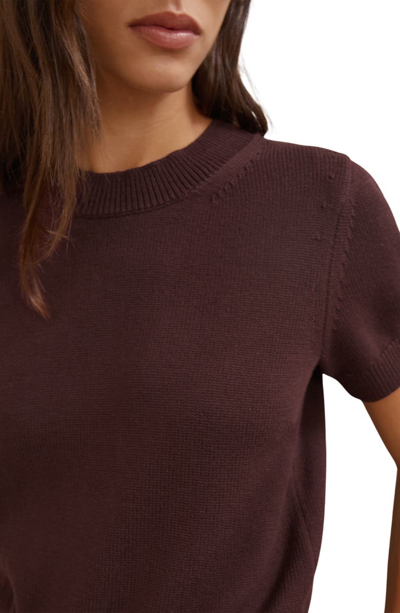 Reiss Anita Short Sleeve Cotton & Wool Sweater, Alternate, color, Burgundy