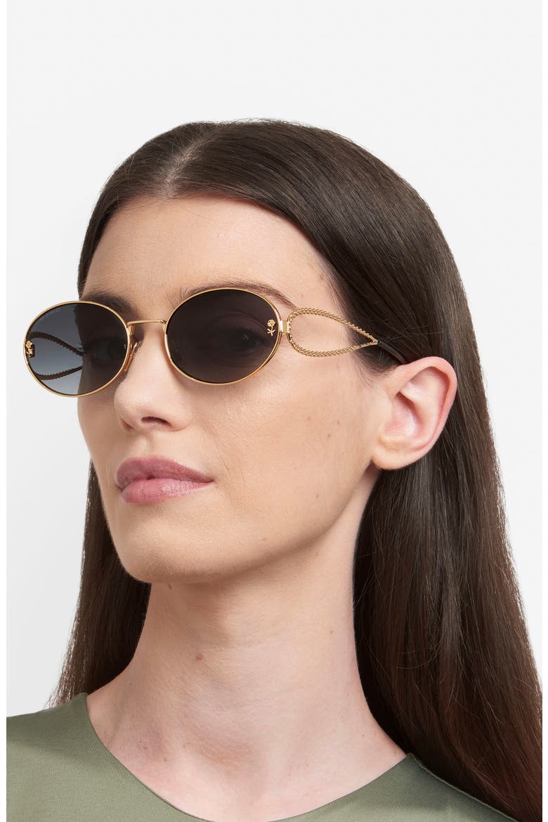 57mm Oval Sunglasses, Alternate, color, ROSE GOLD/ DARK GREY SF