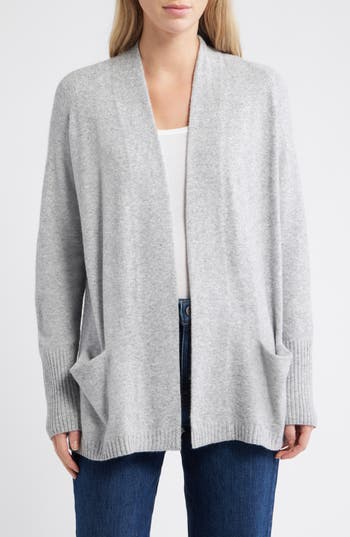 Caslon ® Open Front Cardigan In Grey Heather