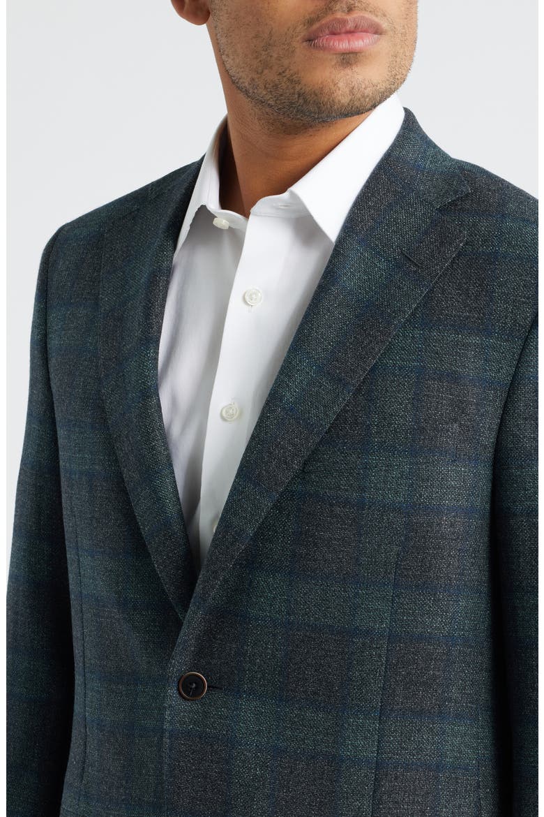 Shadow Check Slub Super 110s Wool Mouliné Sport Coat, Alternate, color, TEAL