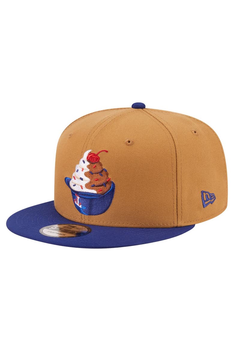 Men's New Era Khaki/Dark Blue Texas Rangers Ice Cream 9FIFTY Snapback Hat, Alternate, color, Khaki