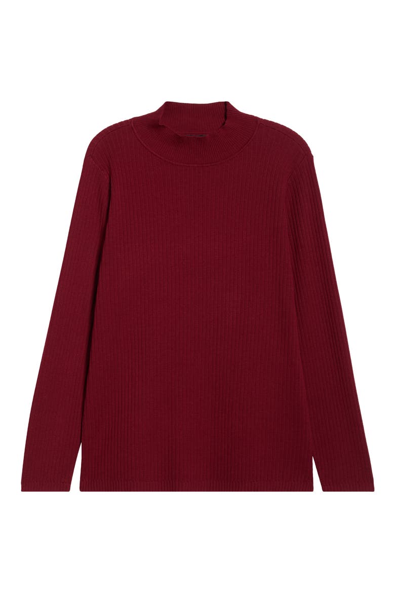 Sutton Mock Neck Long Sleeve Cotton Blend Sweater, Alternate, color, BORDEAUX