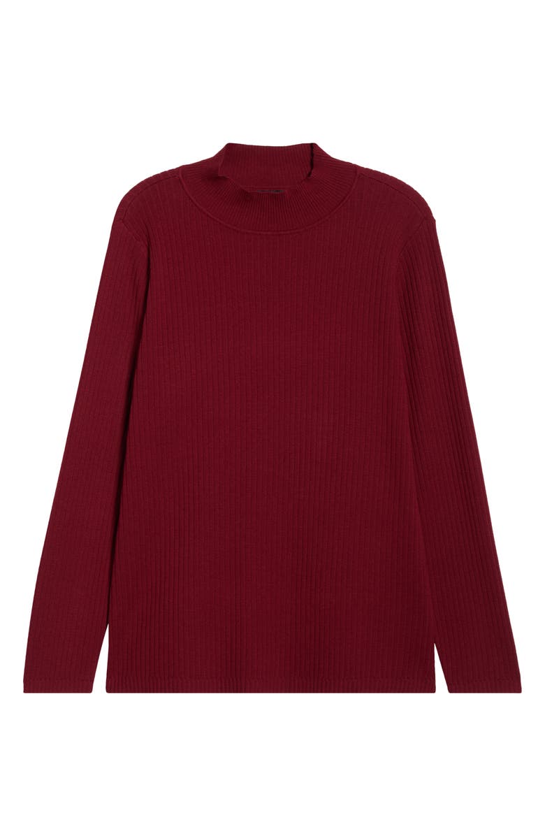 Jones New York Sutton Mock Neck Long Sleeve Cotton Blend Sweater, Alternate, color, Bordeaux