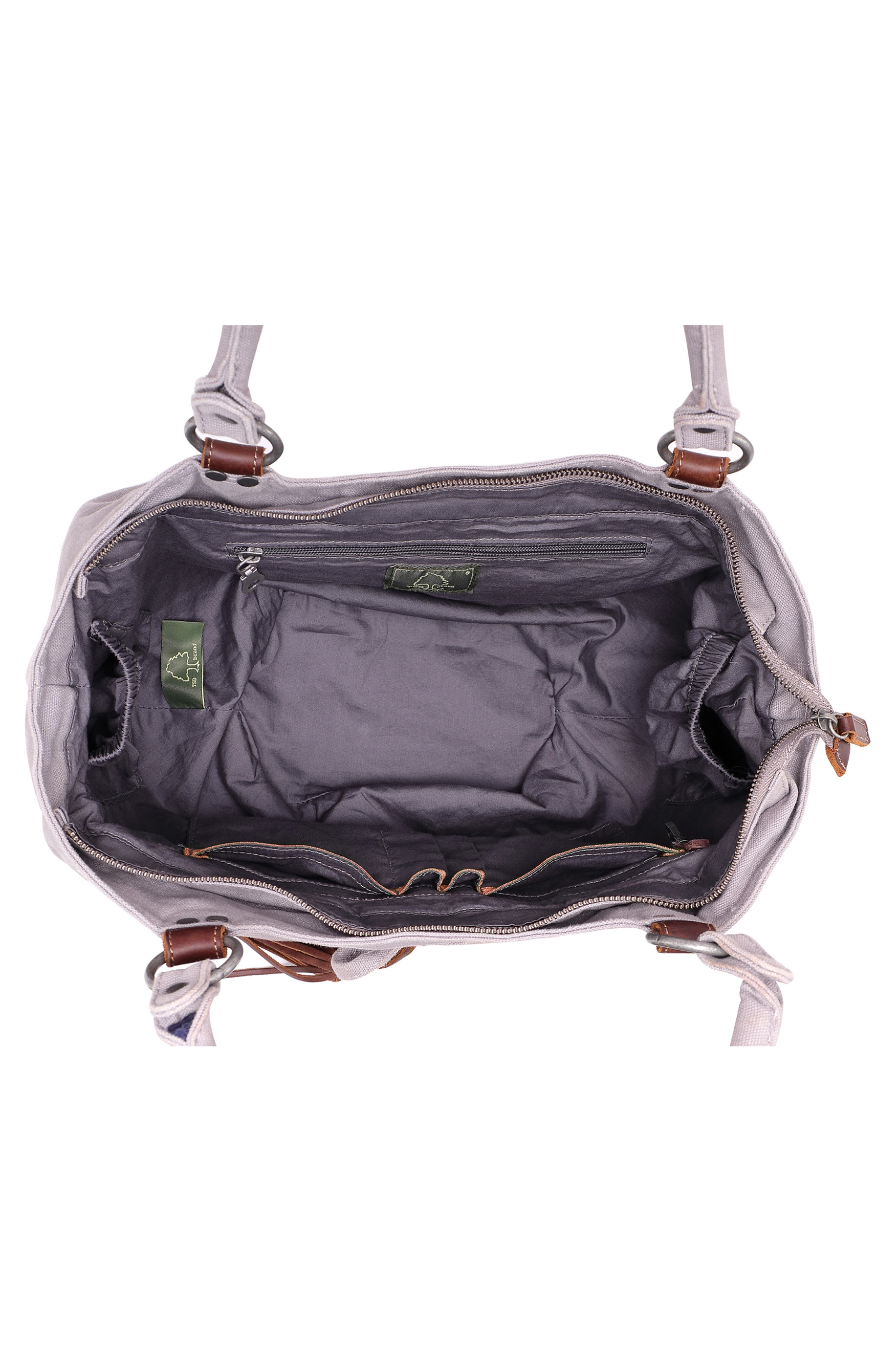 Bold Lotus Leather Trim Hobo, Alternate, color, GREY