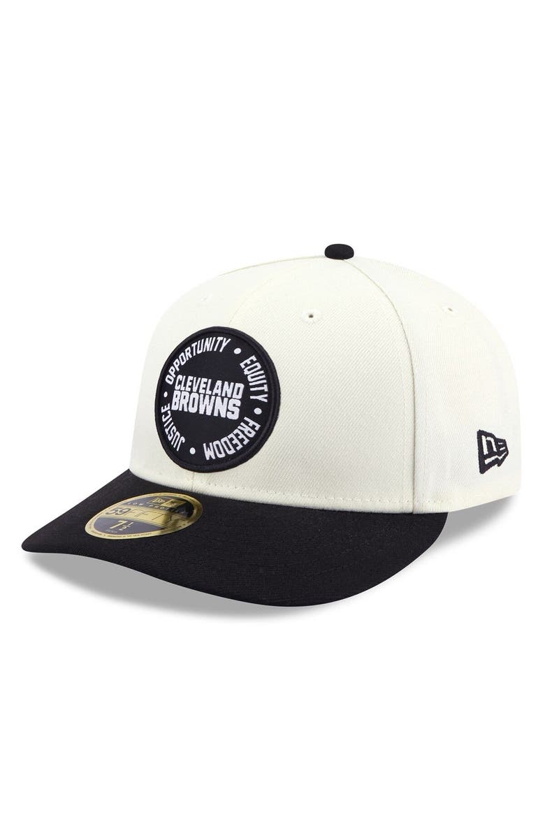 New Era Men's New Era Cream/Black Cleveland Browns 2022 Inspire Change 59FIFTY Low Profile Fitted Hat, Main, color,
