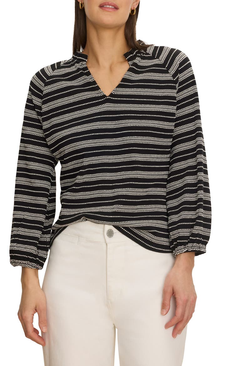 Jacquard Stripe Knit Cotton Top, Main, color, BLACK MULTI