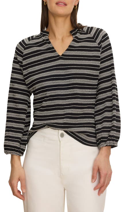 Jacquard Stripe Knit Cotton Top