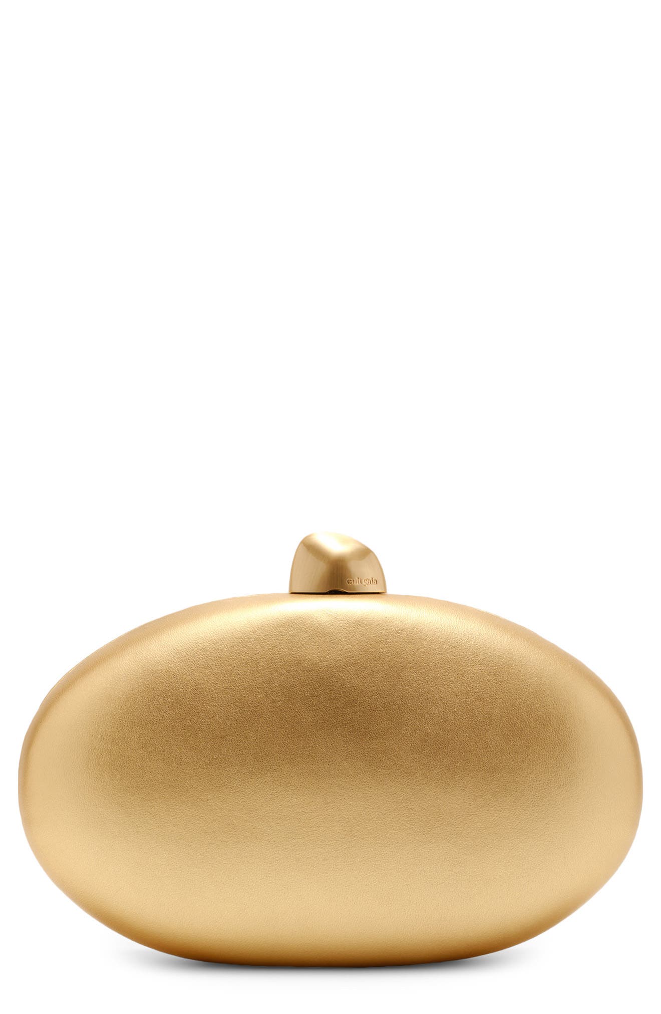 Eviana Metallic Leather Clutch, Main, color, BRASS
