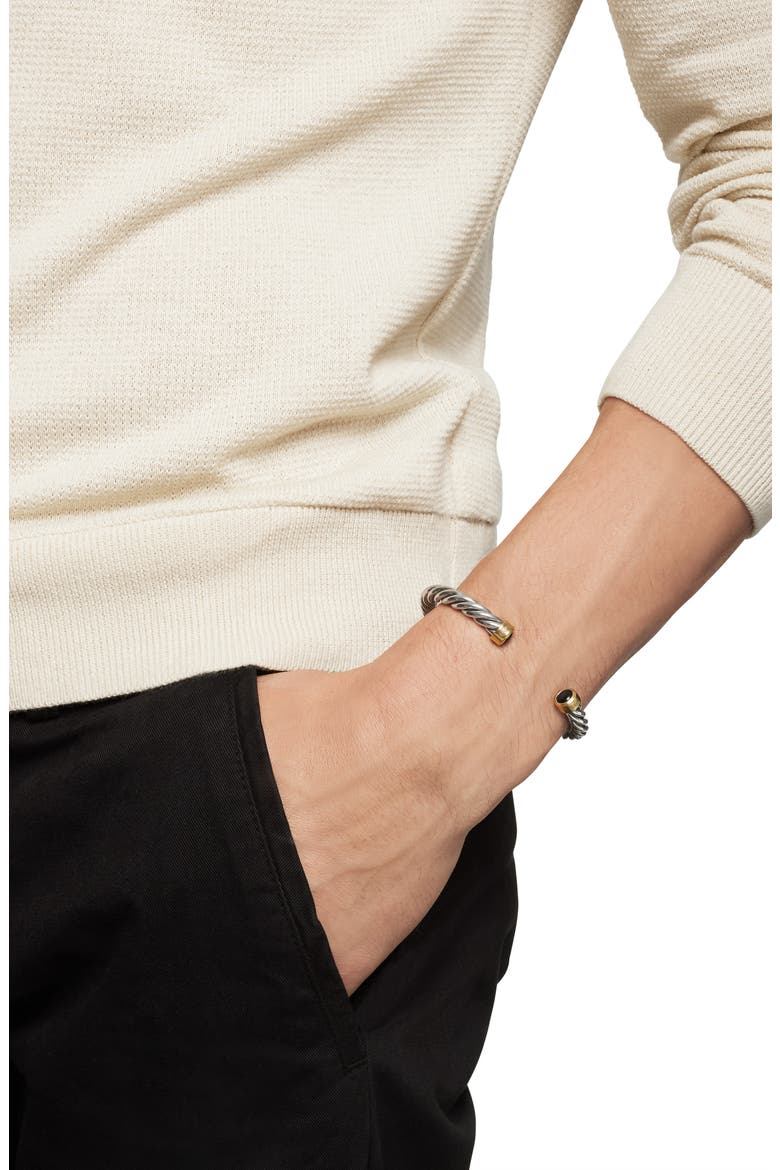 Cable Cuff Bracelet with 18K Gold & Semiprecious Stone, Alternate, color, BLACK ONYX