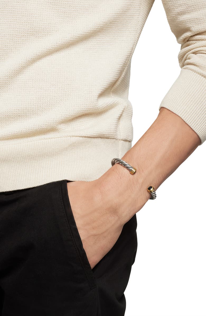 David Yurman Cable Cuff Bracelet with 18K Gold & Semiprecious Stone, Alternate, color, Black Onyx