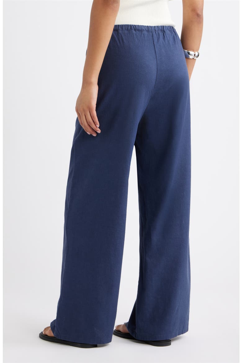 Linen Blend Wide Leg Pants, Alternate, color, NAVY INDIGO