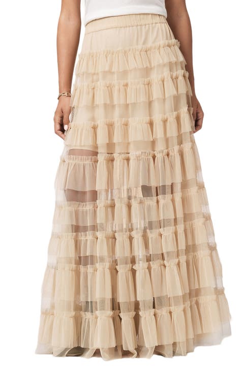 Aude Tiered Tulle Ruffle Maxi Skirt