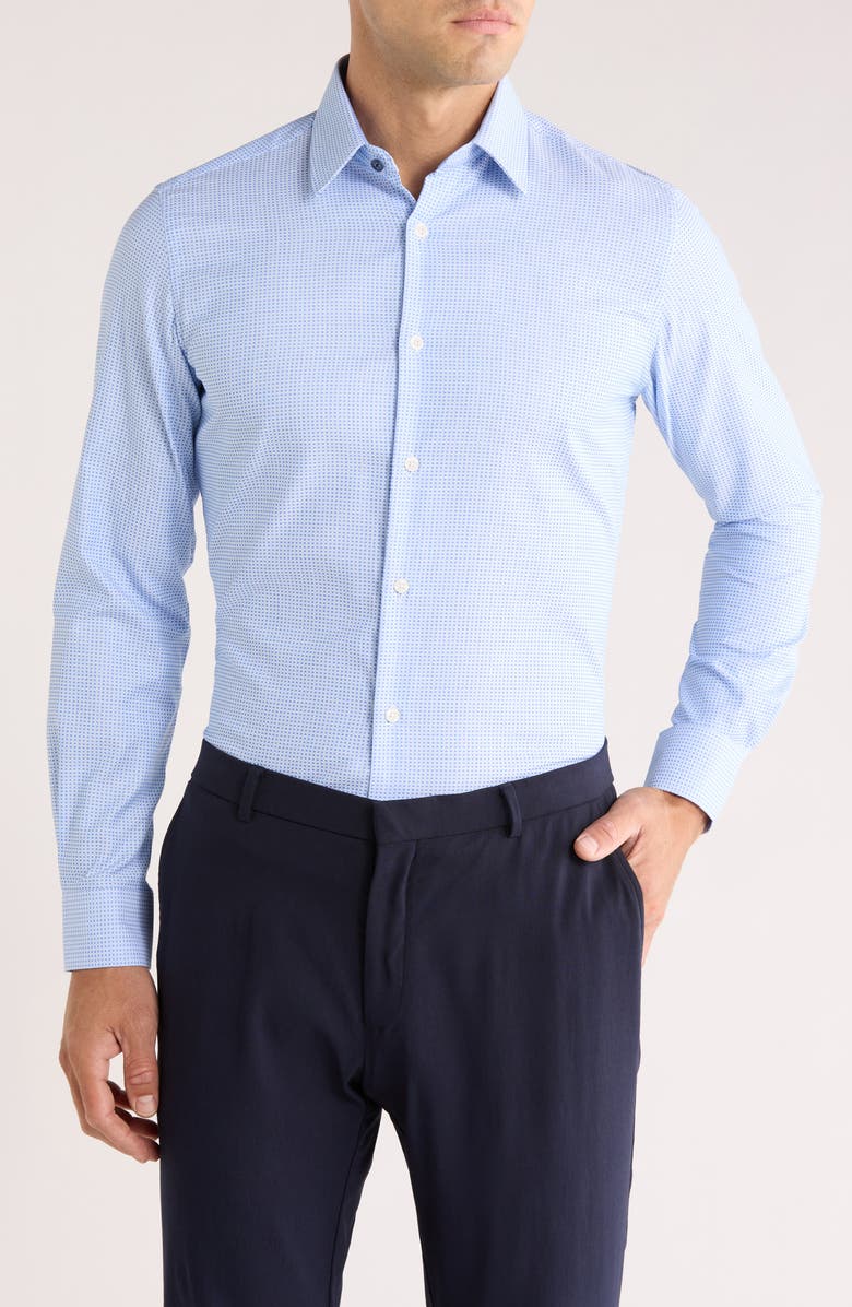 Duchamp Diamond Print Slim Fit Dress Shirt, Main, color, Blue