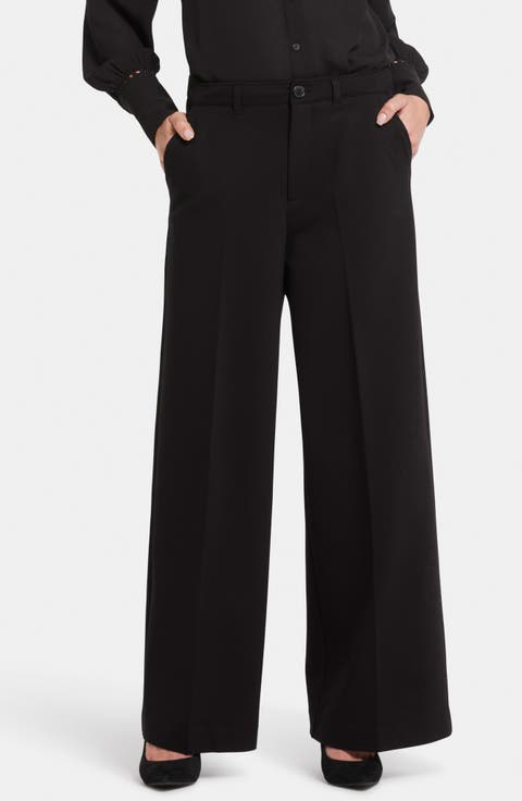 Whitney High Waist Wide Leg Ponte Knit Trousers