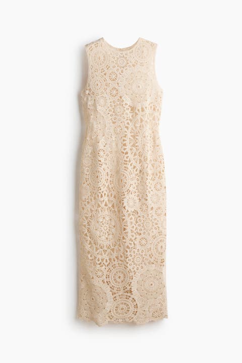 Crochet-look Cotton Dress