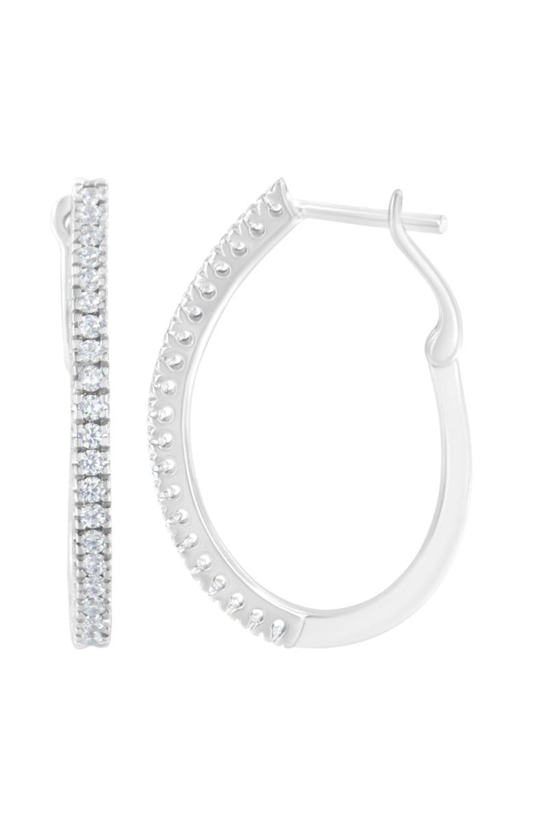Haus of Brilliance 10KT White Gold 1/2 Ct Diamond Hoop Earrings, Alternate, color, White