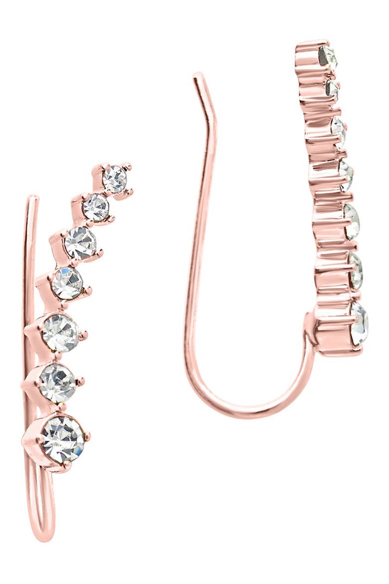 18K Rose Gold Plated CZ Graduated Crawler Earrings, Alternate, color, ROSEGOLD