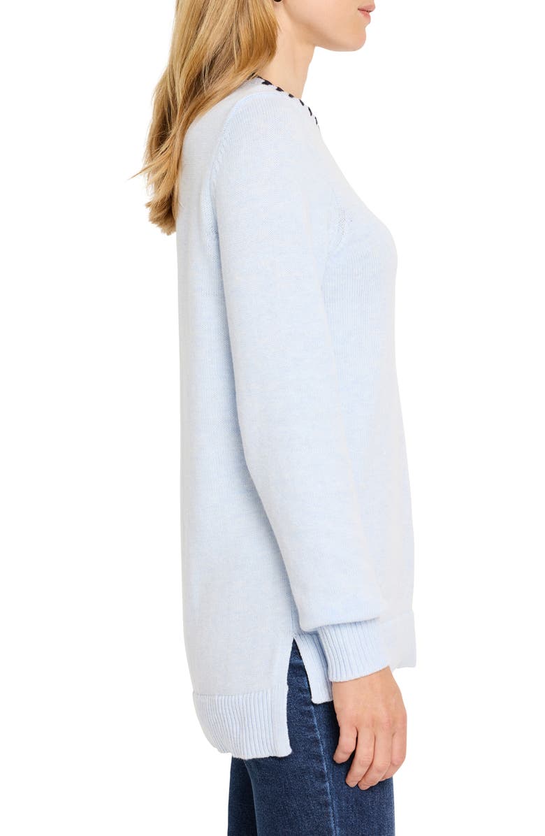 NIC+ZOE Blanket Stitch Cotton Blend Sweater, Alternate, color, Blue Multi