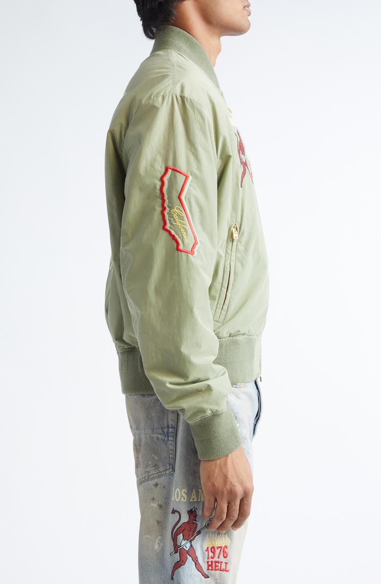 AMIRI Sinners Bomber Jacket, Alternate, color, Olive