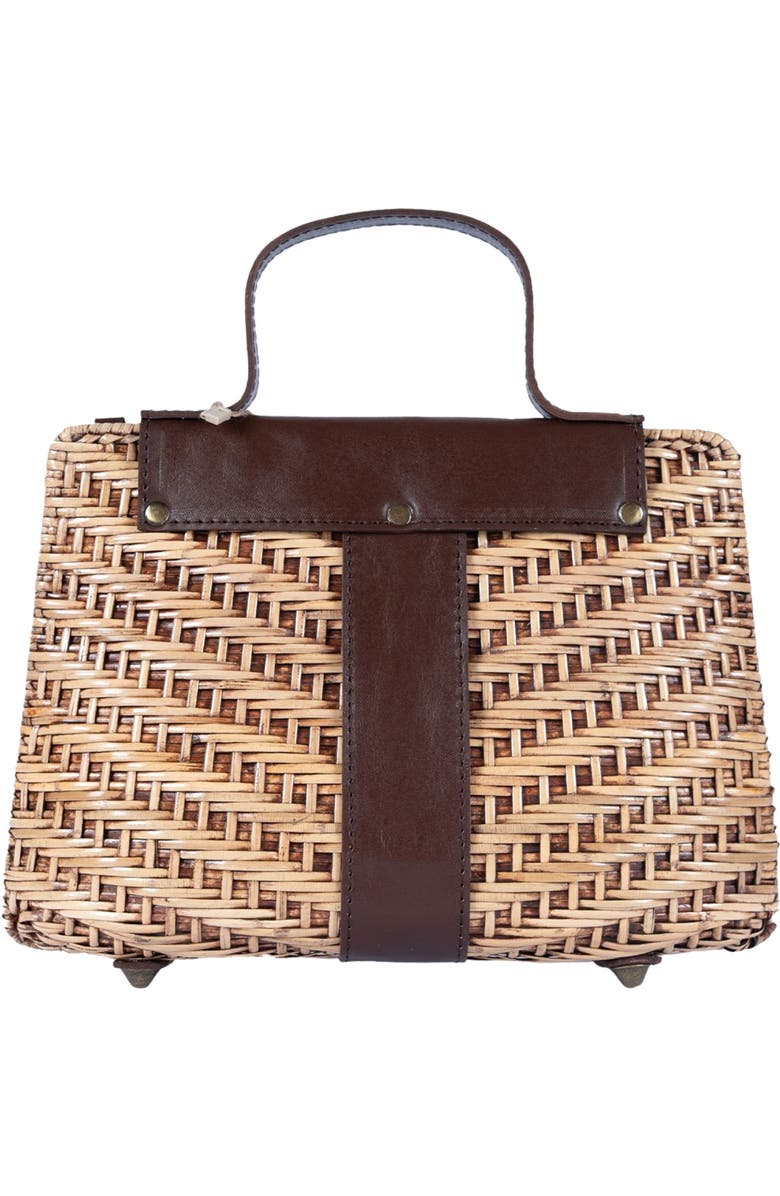 Jelavu Nori Handwoven Rattan Top Handle Bag, Alternate, color, Chocolate