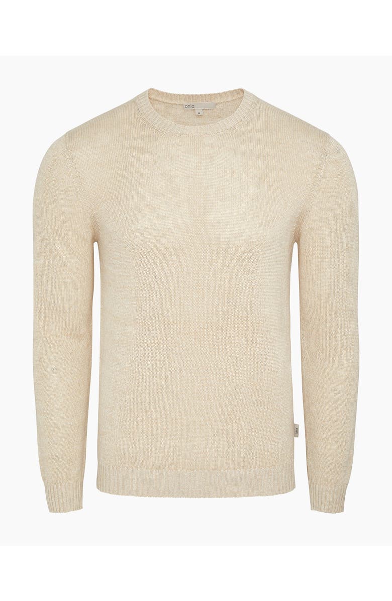 Onia Silk Linen Long Sleeve Crewneck Sweater, Alternate, color, Taupe