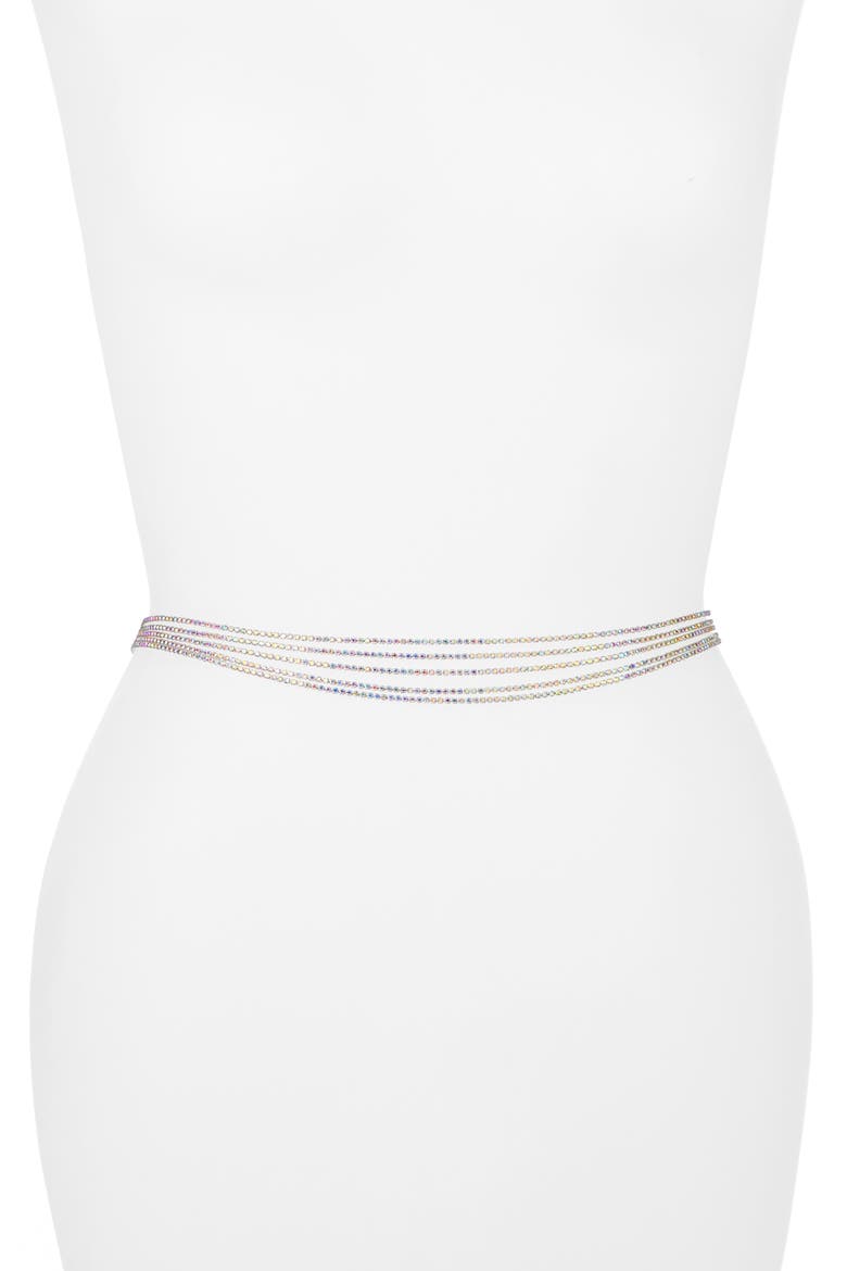 Mini Diamante Belly Chain, Main, color, SILVER