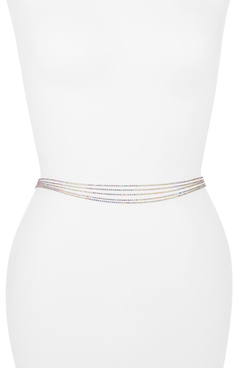 VIDAKUSH Mini Diamante Belly Chain, Main, color, Silver