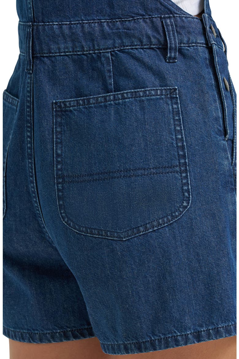 Nonstretch Denim Romper, Alternate, color, MID PACIFIC