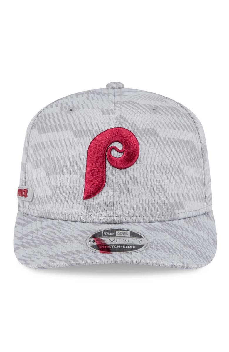 New Era Men's New Era Gray Philadelphia Phillies 2025 MLB Clubhouse 9SEVENTY Stretch-Snap Hat, Alternate, color, 