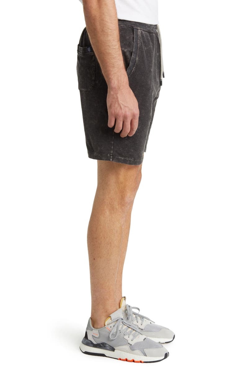 Stone Rose Acid Wash Fleece Sweat Shorts, Alternate, color, Black