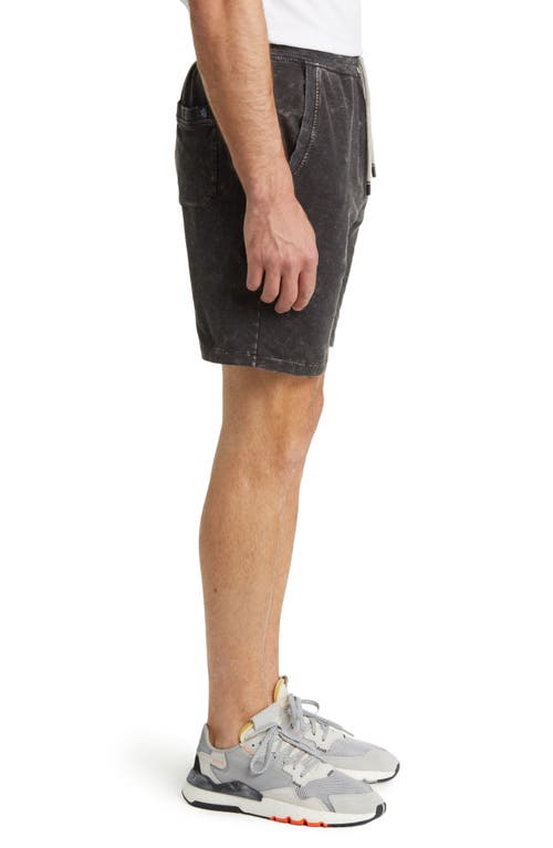 Stone Rose Acid Wash Fleece Sweat Shorts In Black