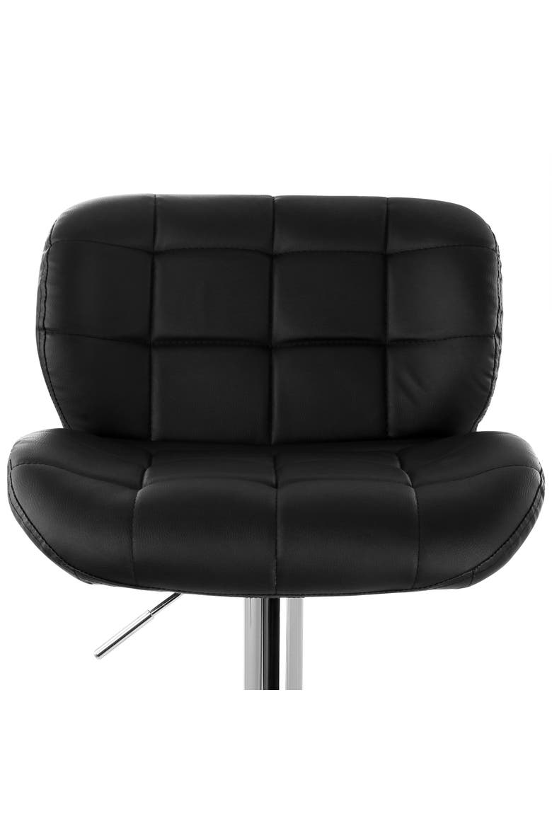 2 Piece Faux Leather Tufted Bar Stool with Adjustable Height, Alternate, color, Black