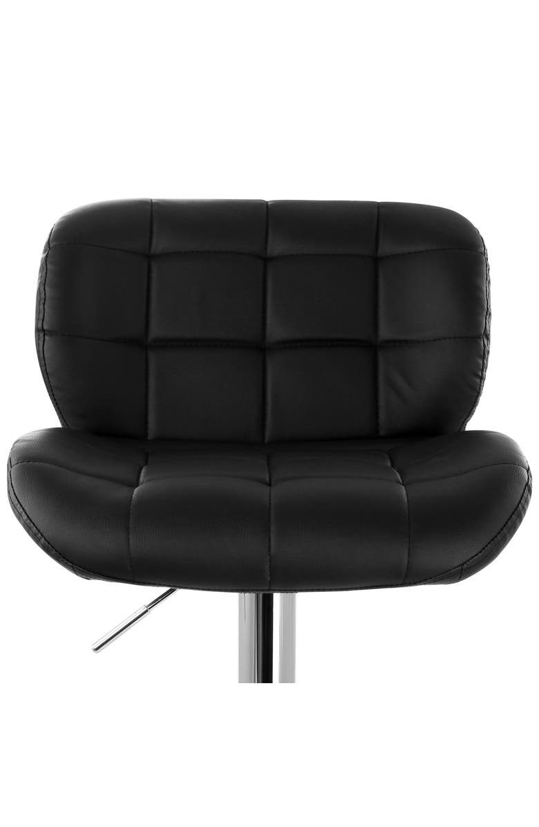 Elama 2 Piece Faux Leather Tufted Bar Stool with Adjustable Height, Alternate, color, Black