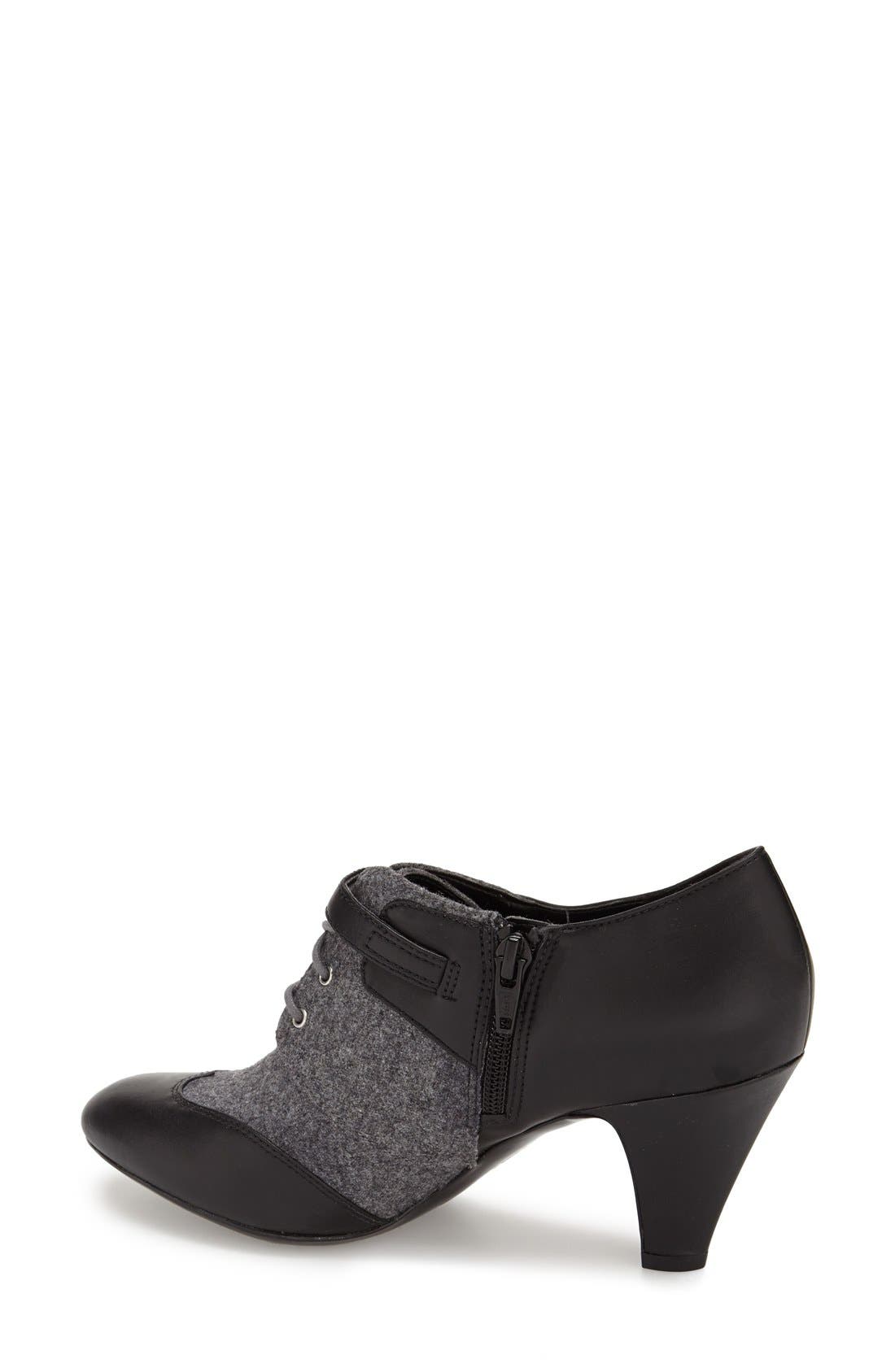 'Bettina' Lace-Up Bootie, Alternate, color, BLACK/ FLANNEL FABRIC