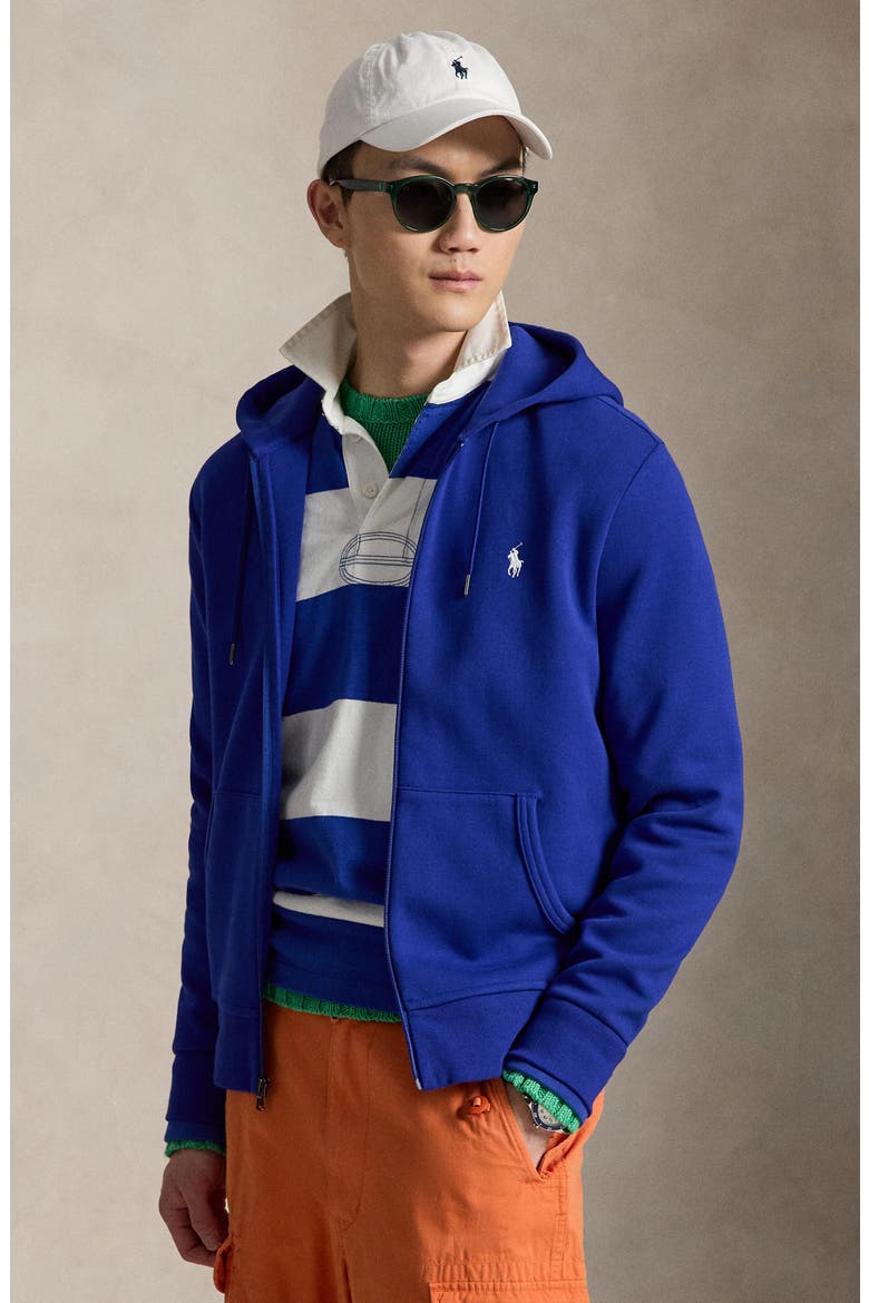 Double-Knit Full Zip Hoodie, Alternate, color, CLASSIC AZURE/ C1730
