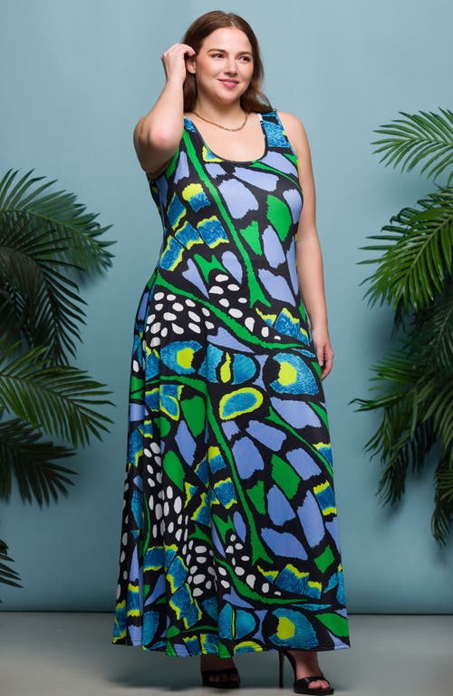 24SEVEN COMFORT APPAREL 24SEVEN COMFORT APPAREL PRINT SLEEVELESS MAXI DRESS 