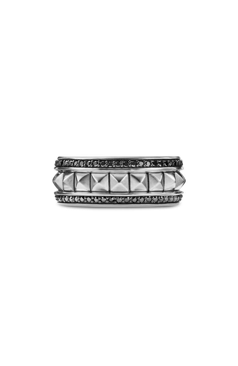 David Yurman Pyramid Band Ring with Pavé Black Diamonds, Alternate, color,