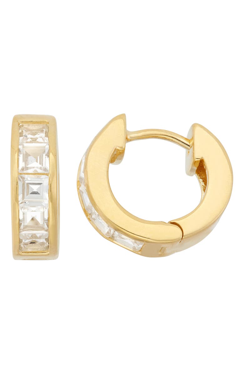 FZN Gemstone Huggie Hoop Earrings, Main, color, White Sapphire