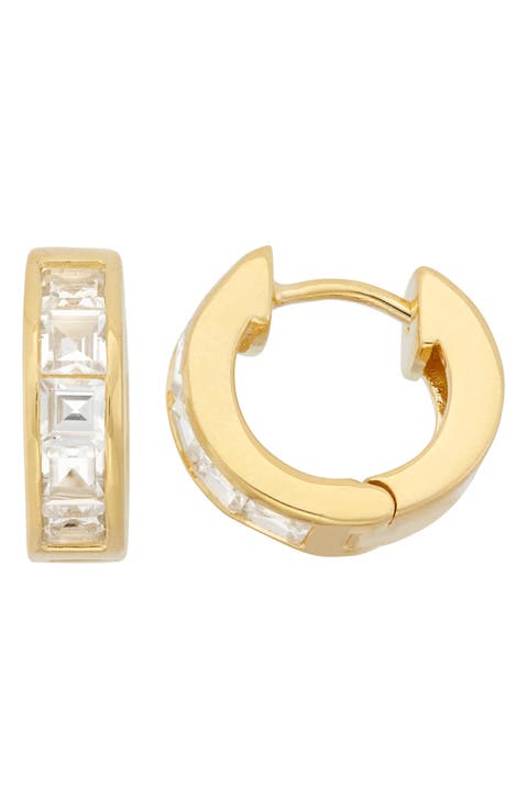 Gemstone Huggie Hoop Earrings