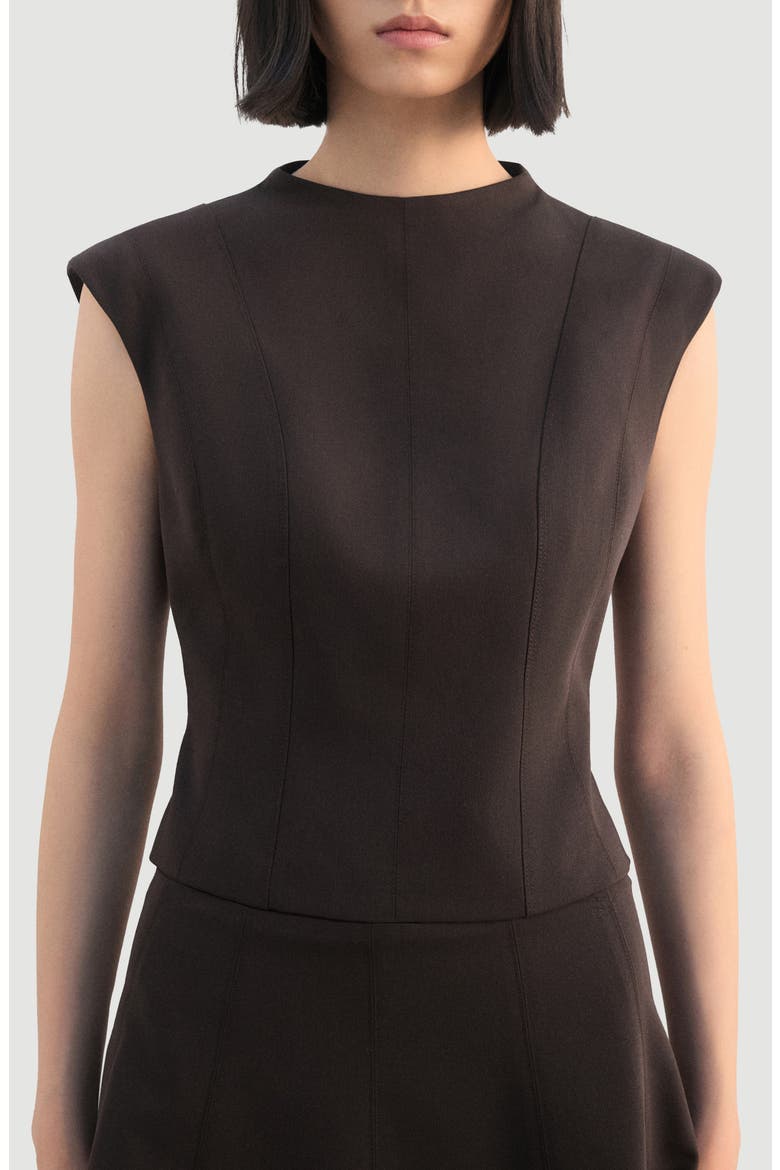 Fitted Cap Sleeve Top, Main, color, CHOCOLATE