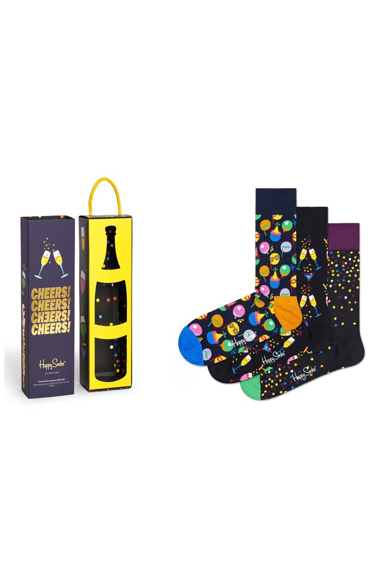 Celebration Assorted 3-Pack Sock Gift Box, Main, color, MULTI