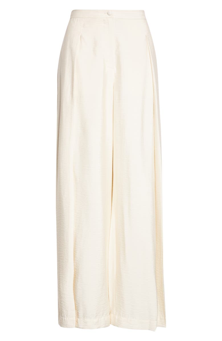 Emporio Armani Reverse Pleat Techno Rayon Wide Leg Pants, Alternate, color, Ivory