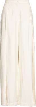 Emporio Armani Reverse Pleat Techno Rayon Wide Leg Pants