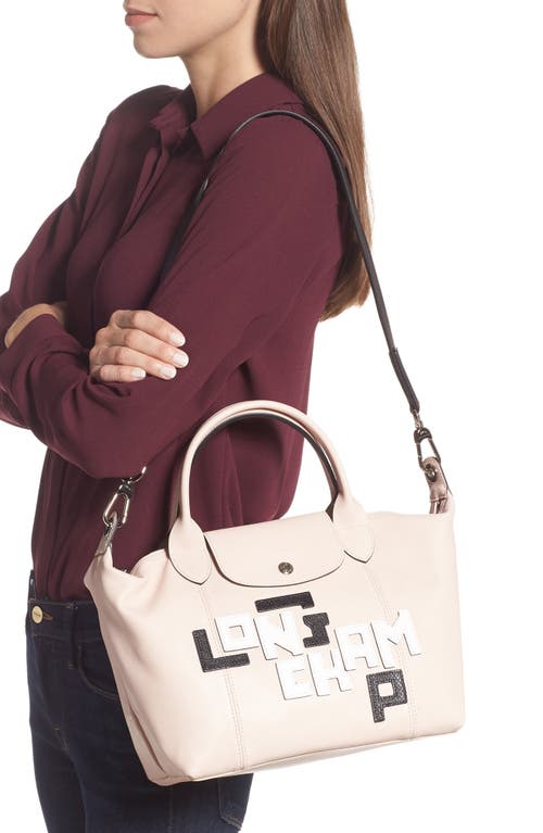 Longchamp Small Le Pliage Logo Leather Tote In Pink