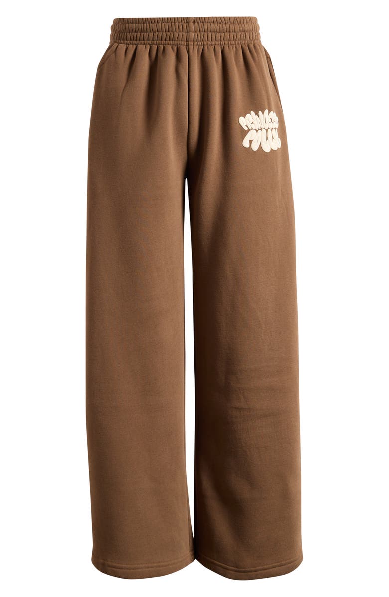 Princess Polly Logo Wide Leg Sweatpants, Main, color, Chocolate