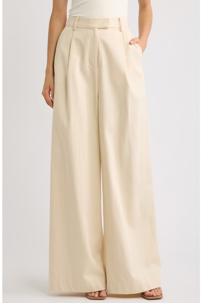 Pleated High Waist Wide Leg Pants, Main, color, STONE