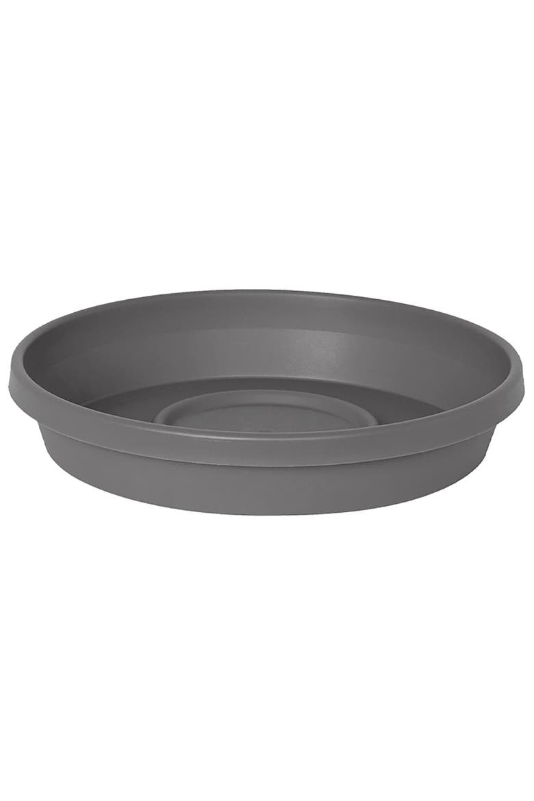 Terra 13 Inch Resin Saucer, Charcoal Gray, Round Flower Pot Tray, Main, color, Gray
