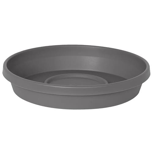 Bloem Terra 13 Inch Resin Saucer, Charcoal Gray, Round Flower Pot Tray In Gray