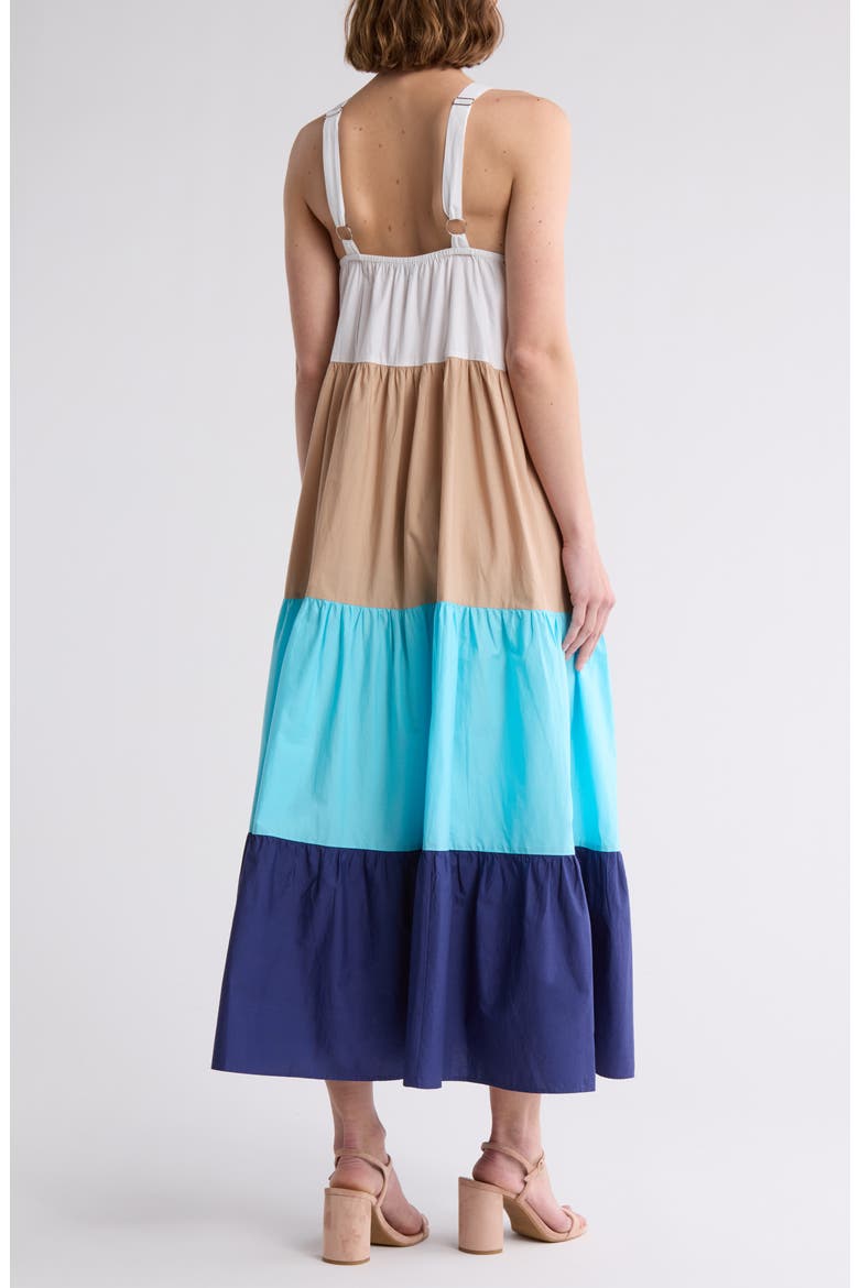 Colorblock Maxi Dress, Alternate, color, TURQUOISE MULTI